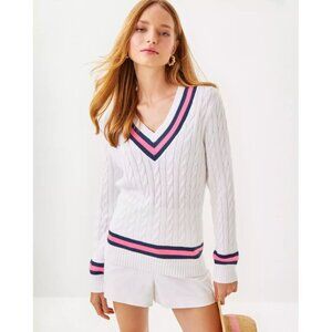 Brockton Cotton Sweater - Resort White x Rousseau Pink Tipping